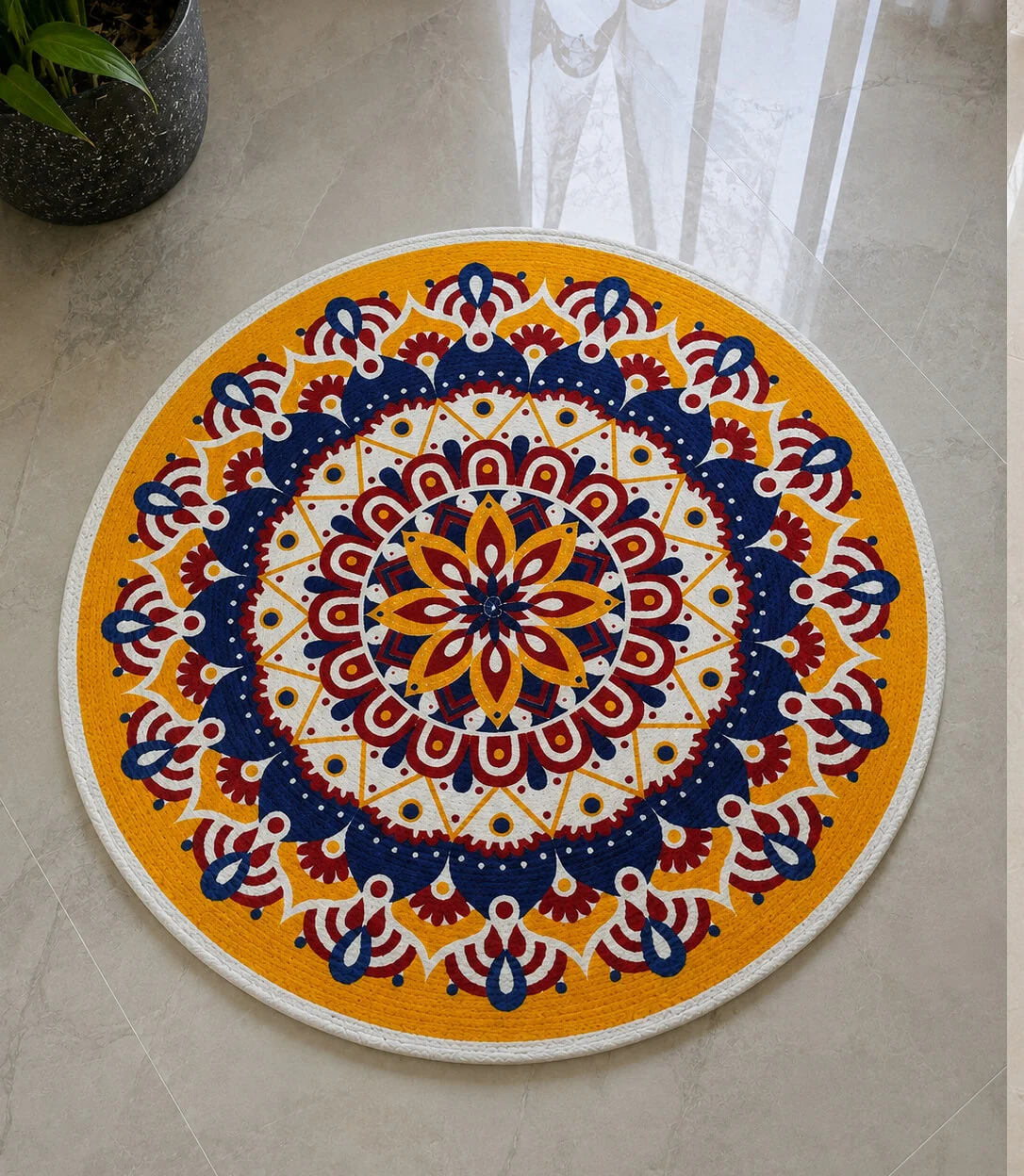 হলুদ মাল্টিকালার ফ্লোর ম্যাট