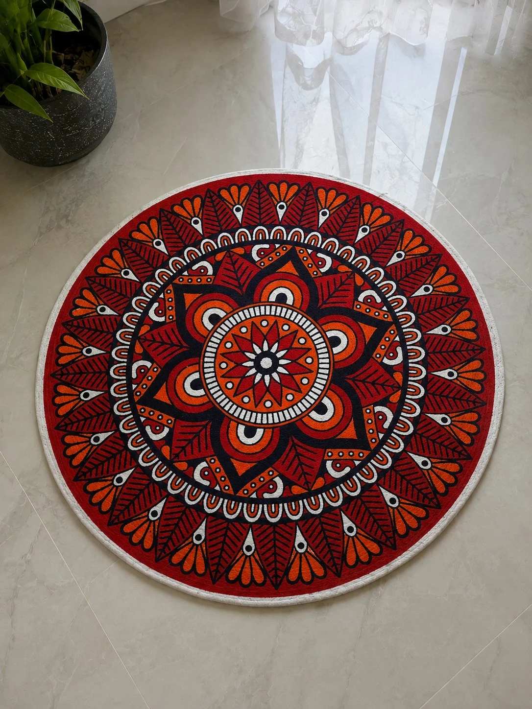 ব্ল্যাক মেরুন  ট্র্যাডিশনাল ফ্লোর ম্যাট